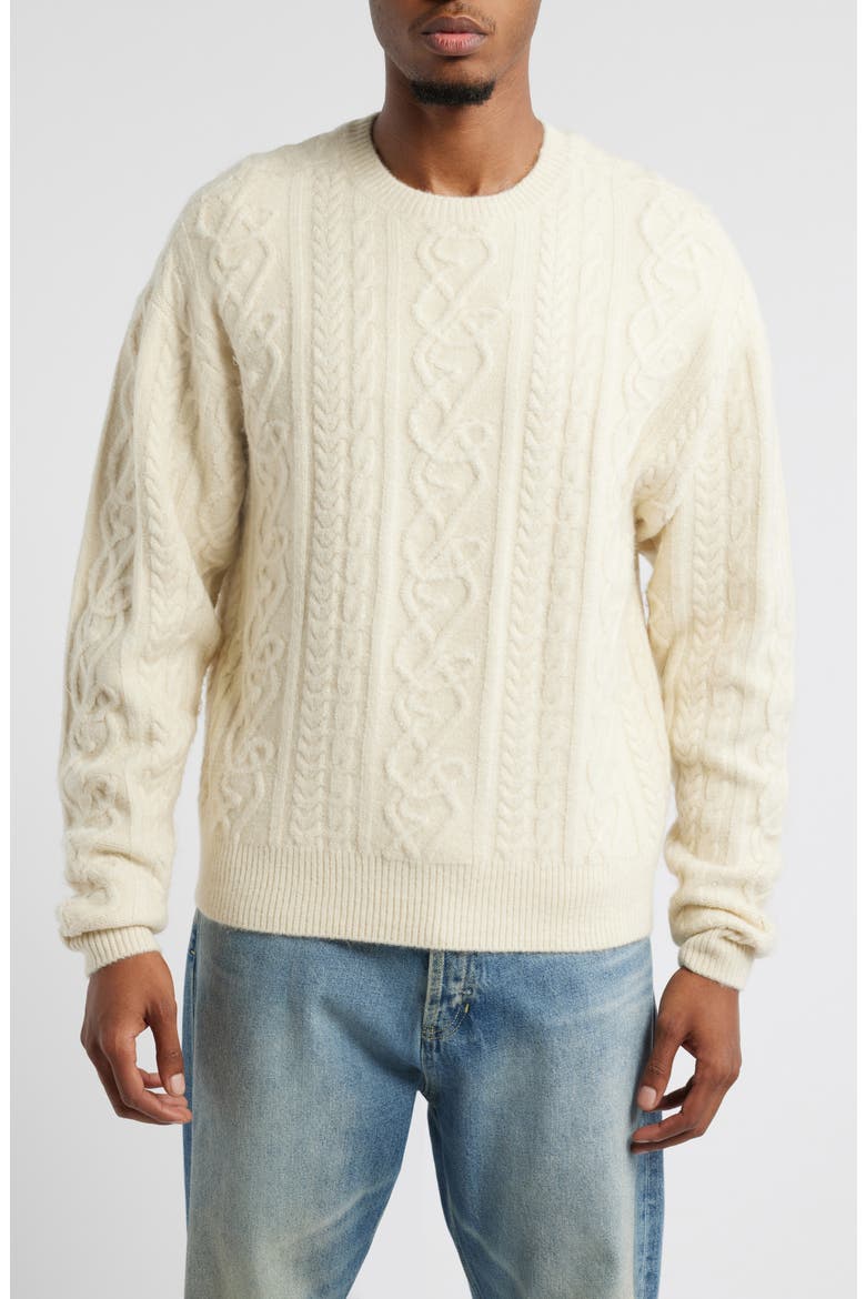 Antique Cable Knit Sweater, Main, color, OFF WHITE