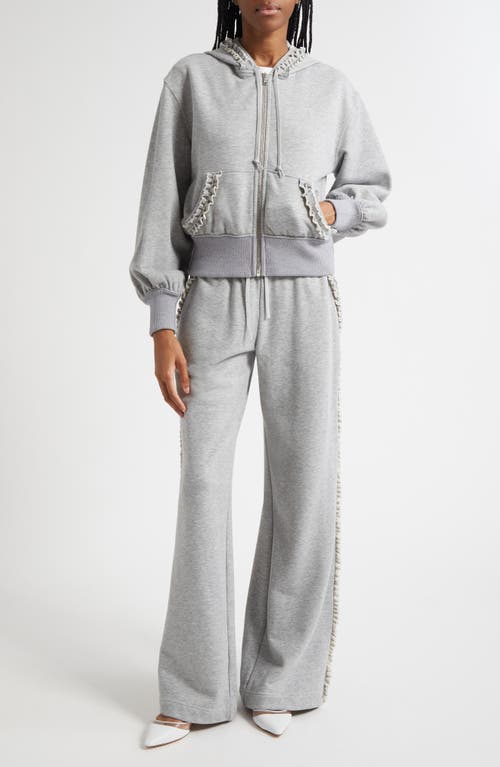 Cinq À Sept Cinq A Sept Ruffled Rhinestone Trim Pants In Gray