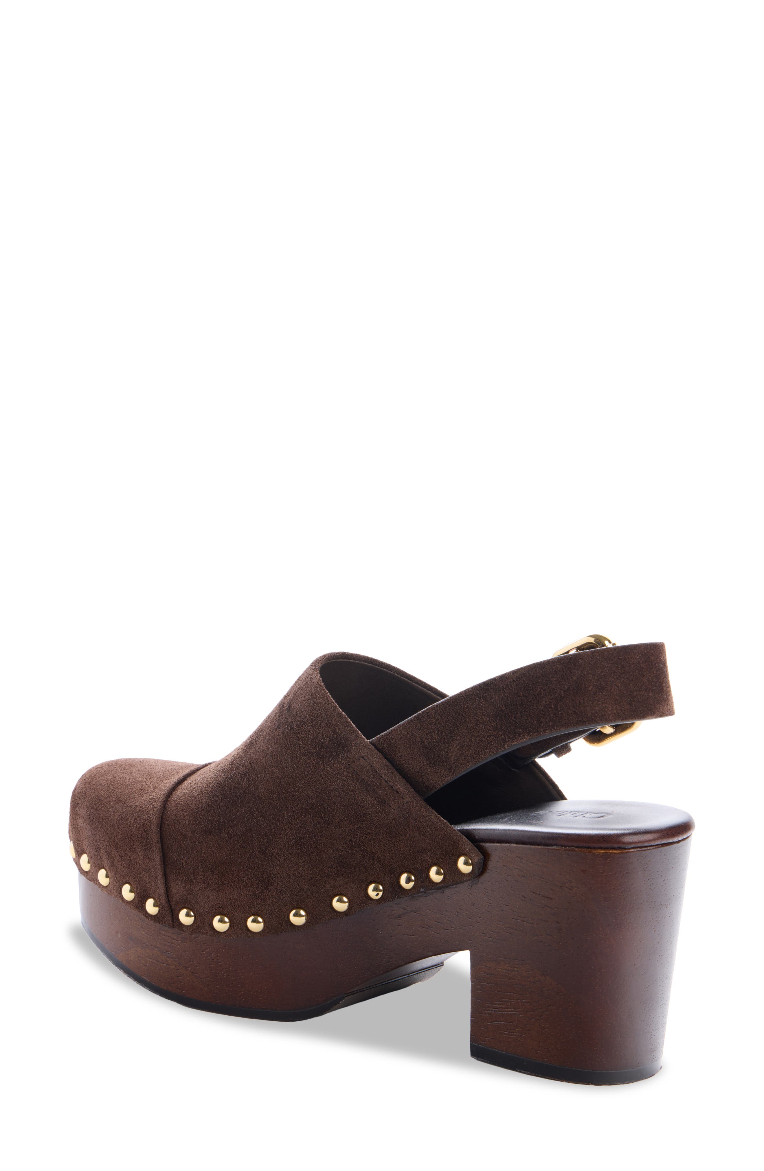 Chloé Jeannette Slingback Platform Clog, Alternate, color, Chocolate Brown