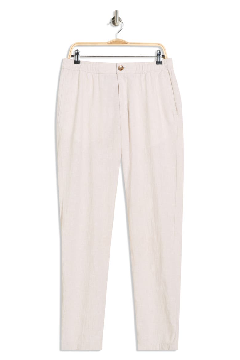 Elastic Waist Linen Blend Trim Fit Pants, Alternate, color, TAN NANTUCKET - WHITE EOE