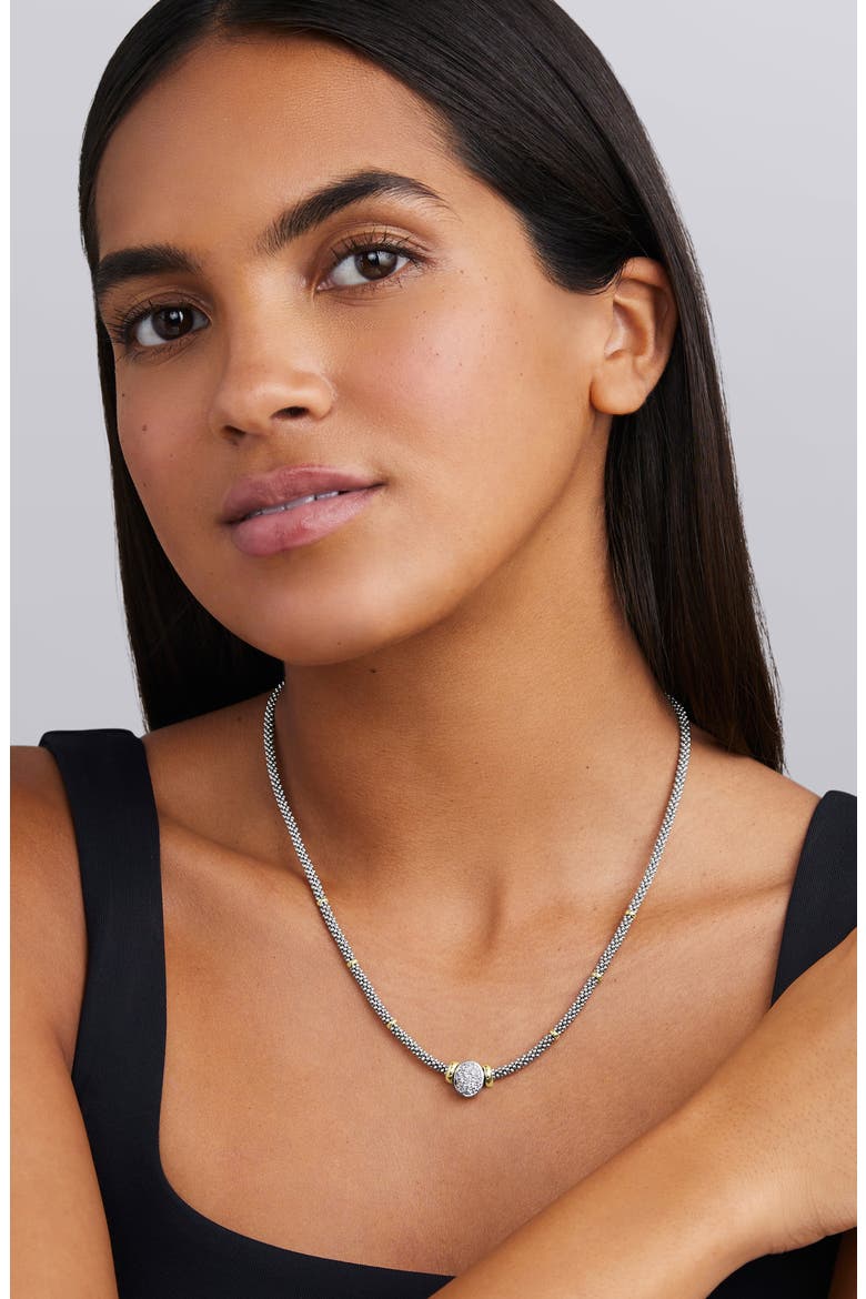 Signature Caviar Two-Tone Oval Caviar Diamond Necklace, Alternate, color, TWO TONE