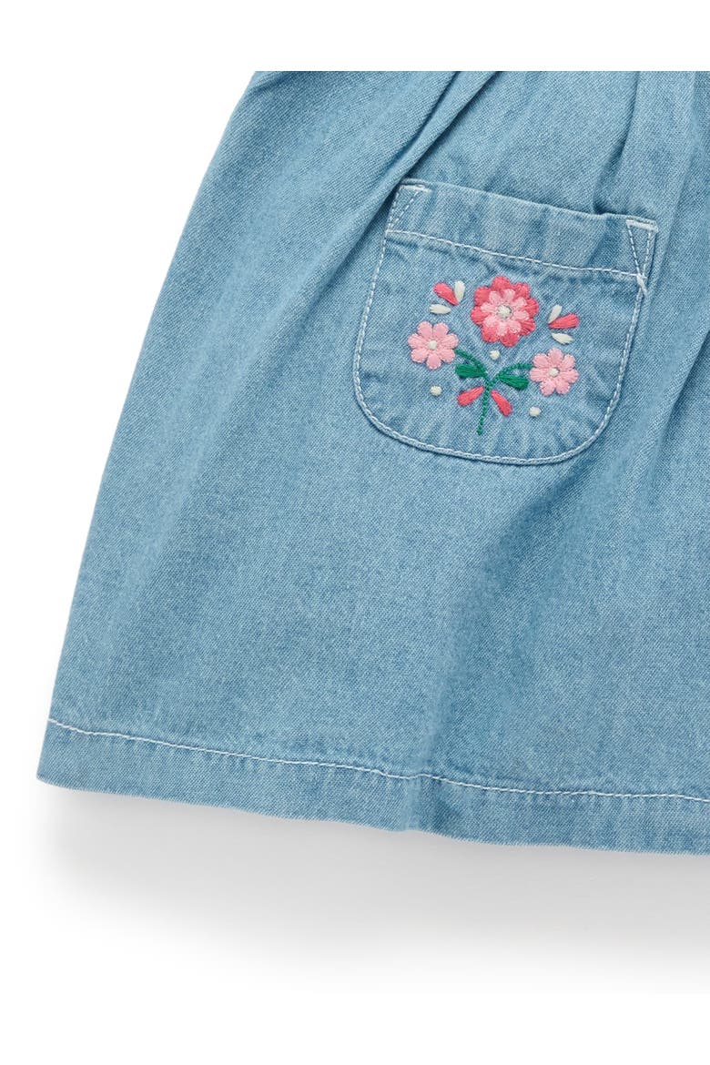 Embroidered Pinnie & Tee Set, Alternate, color, Faded Denim
