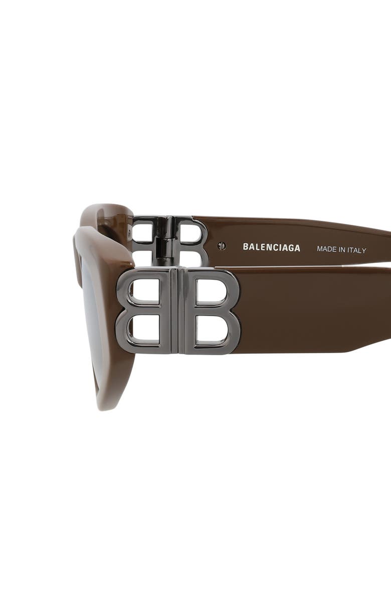 Balenciaga 53mm Rectangle Sunglasses, Alternate, color, Brown Ruthenium Bronze