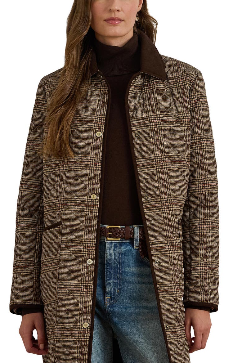 Glen Plaid Quilted Coat, Alternate, color, HERITAGE PLAID