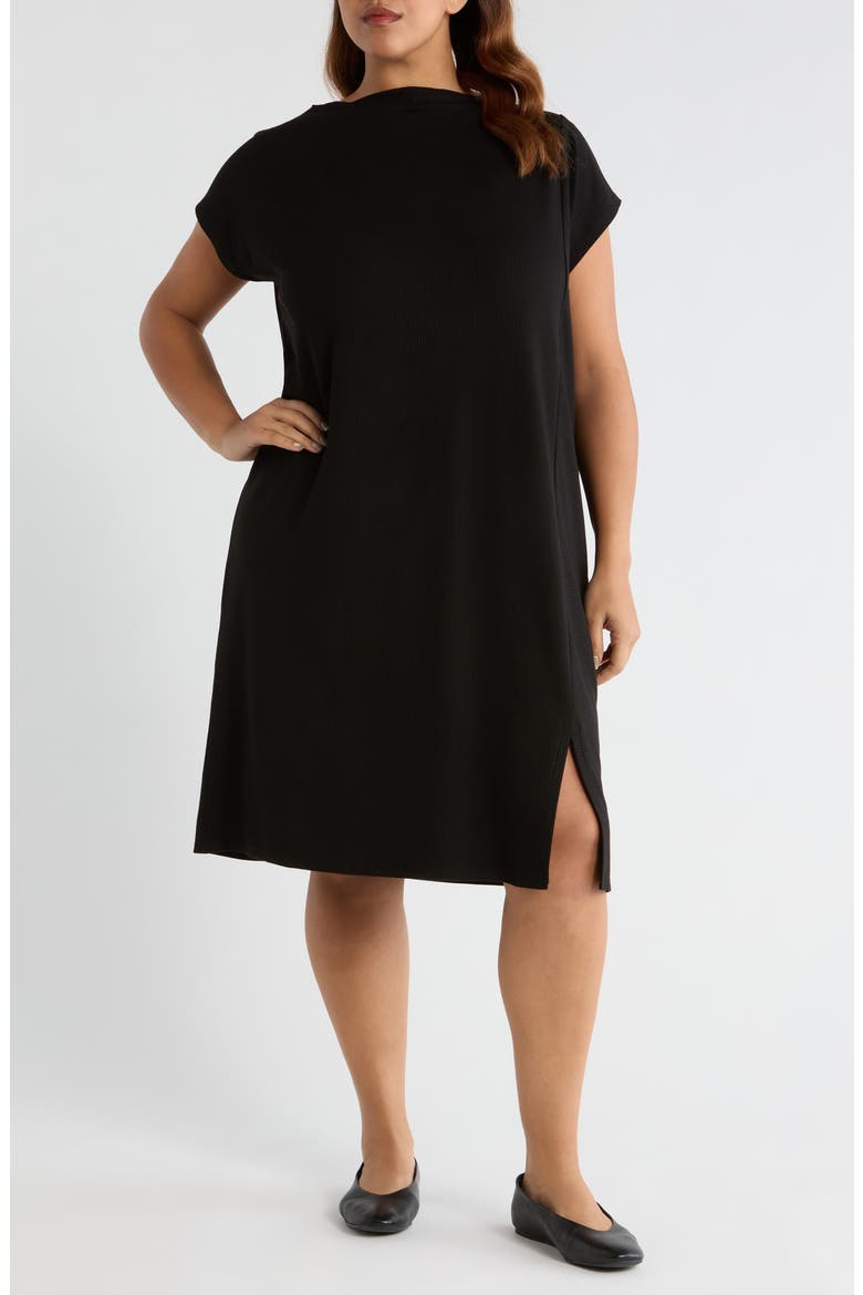 Funnel Neck Maxi Dress, Main, color, BLACK