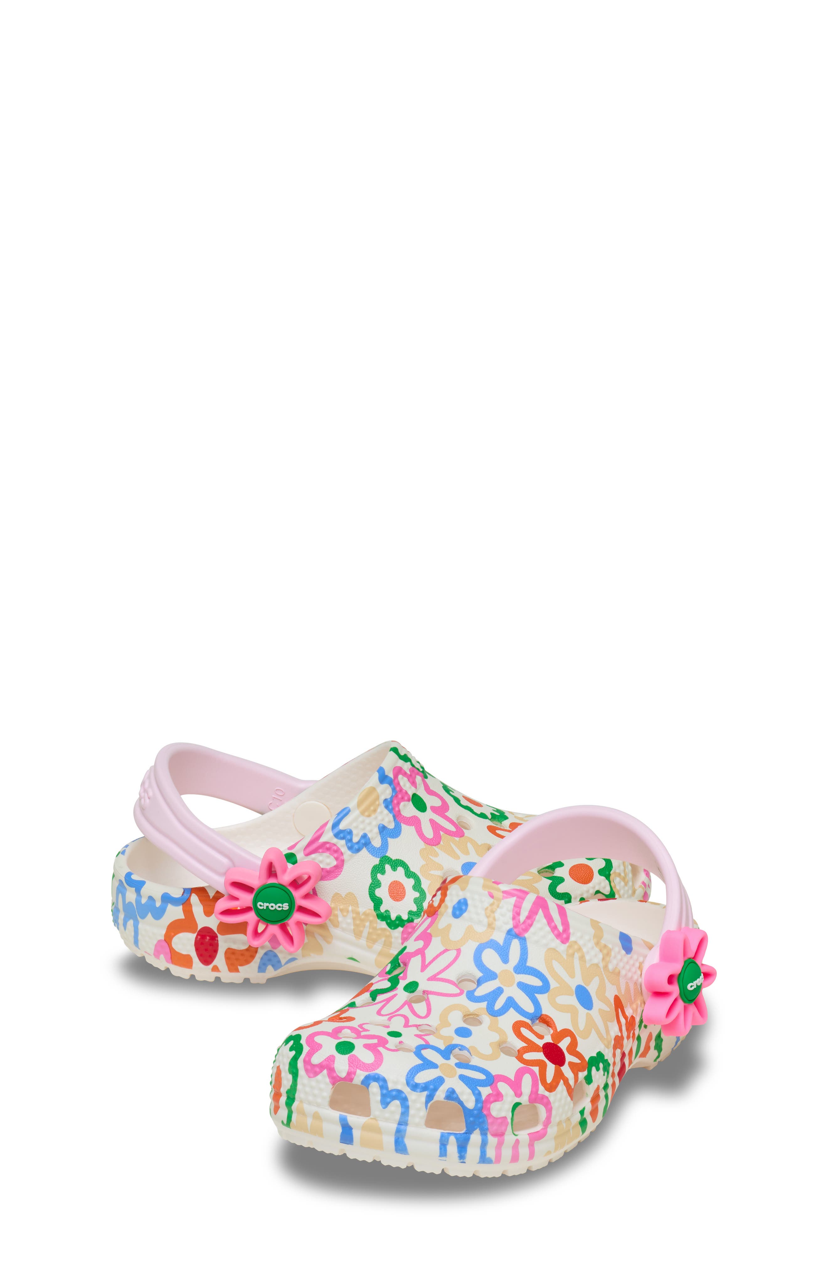 Kids' Classic Retro Flower Clog, Alternate, color, CHALK MULTI