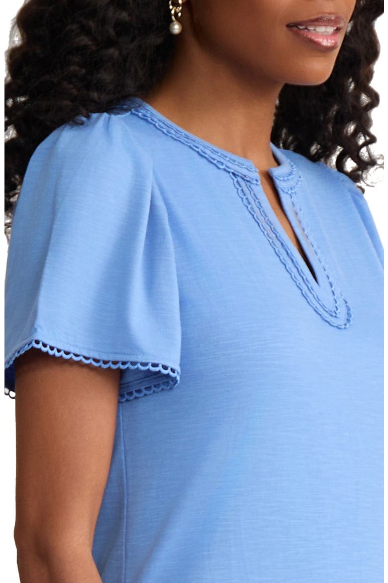 Split Neck Top, Alternate, color, BLUE HORIZON