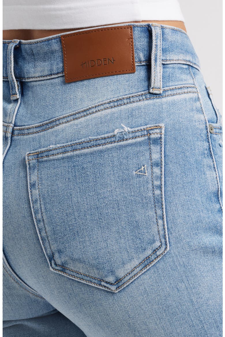Distressed Fray Hem Straight Leg Jeans, Alternate, color, MED WASH