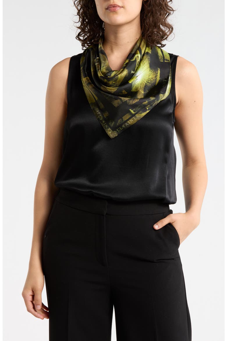 Monica Iris Silk Square Scarf, Main, color, BRIGHT GREEN