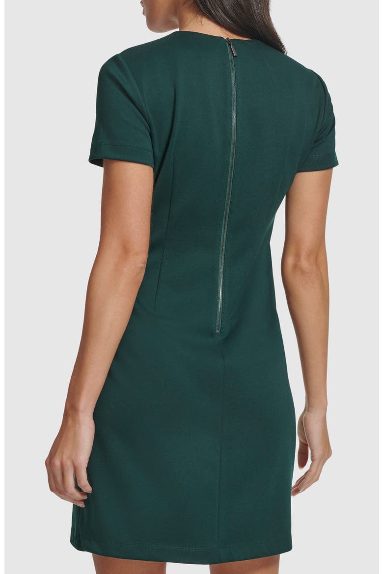Short Sleeve Ponte Sheath Dress, Alternate, color, MALACHITE