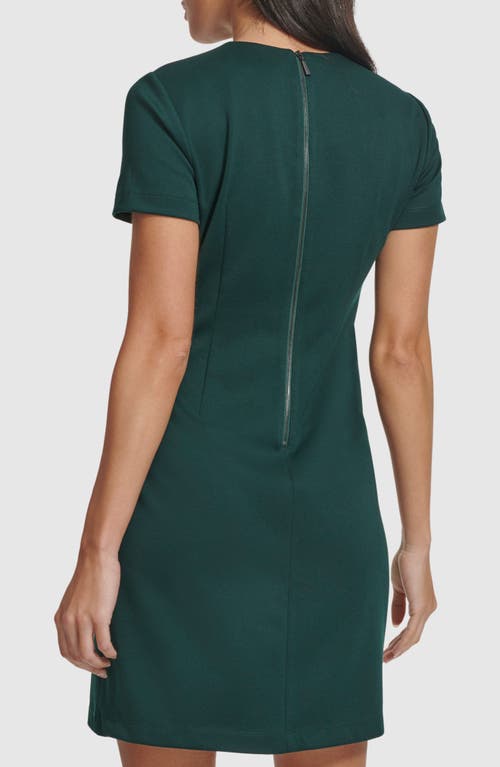 Calvin Klein Short Sleeve Ponte Sheath Dress In Green