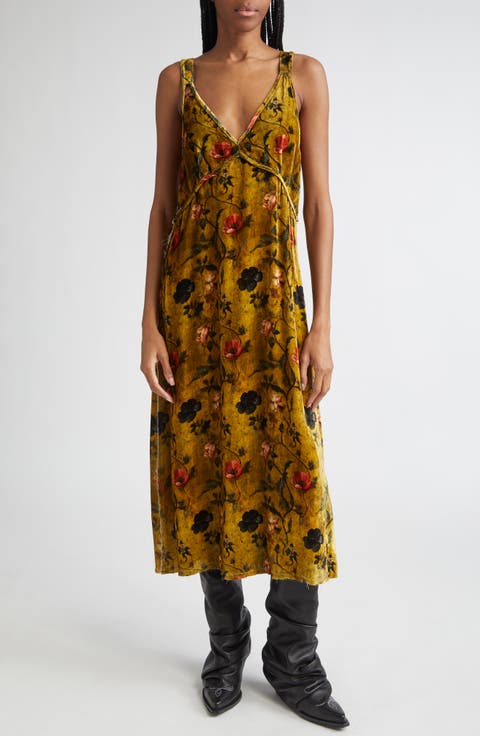 ワンピース FLOWER PRINT VELOUR DRESS ayservgoehtrc5mzn6h0__97536.