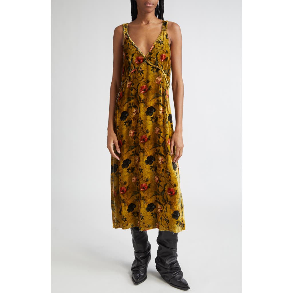 R13 Grunge Floral Velvet Midi Dress R13 Grunge Floral Velvet Midi Dress