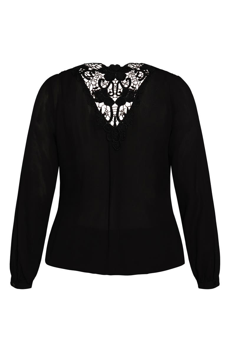 City Chic Guipure Lace Inset Long Sleeve Blouse, Alternate, color, 