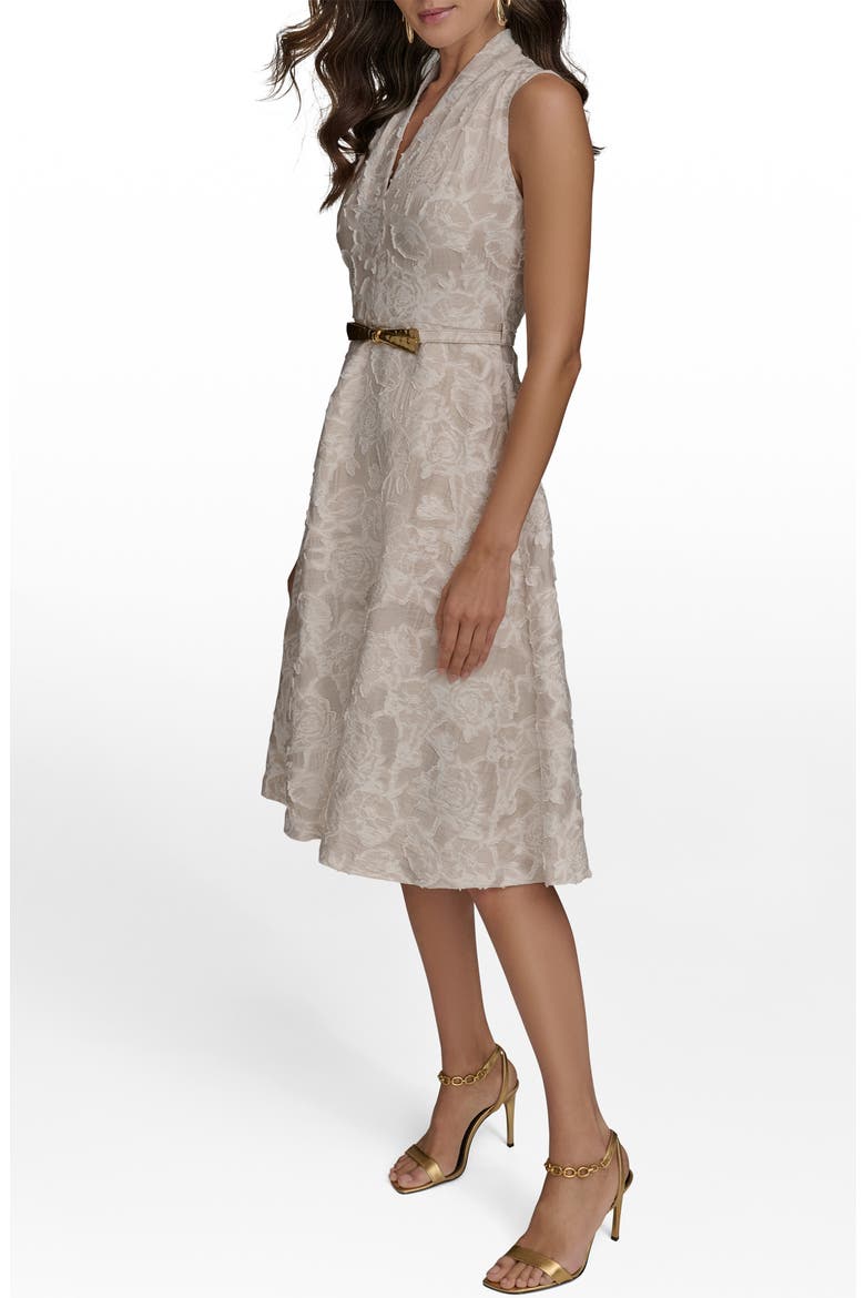 Floral Sleeveless Flare Dress, Alternate, color, SAND/ CREAM