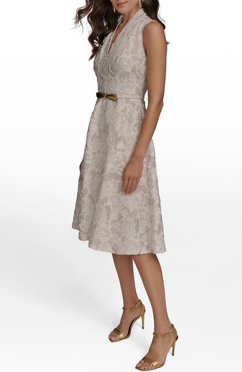 Donna Karan New York Floral Sleeveless Flare Dress In Neutral