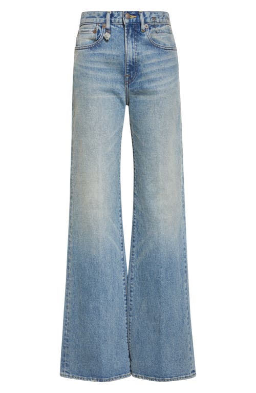 R13 Distressed Straight Leg Jeans In Blue