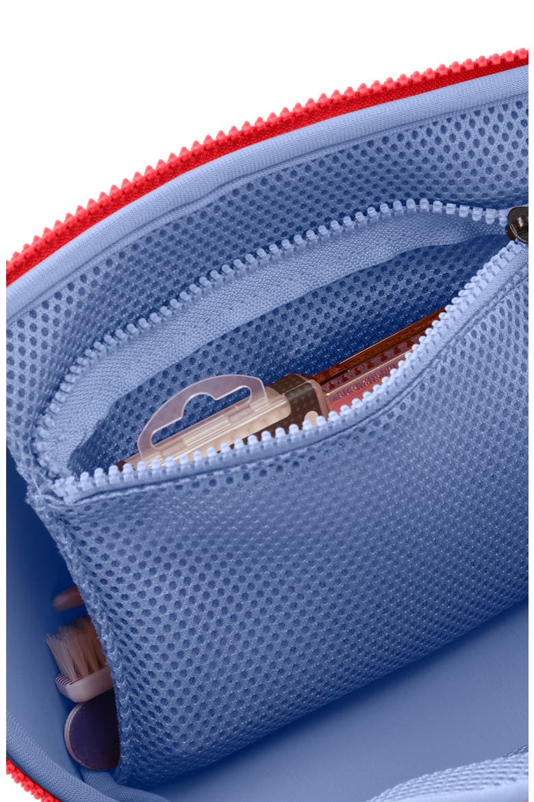 Neoprene Makeup Bag, Alternate, color, CORAL RED/ PERIWINKLE