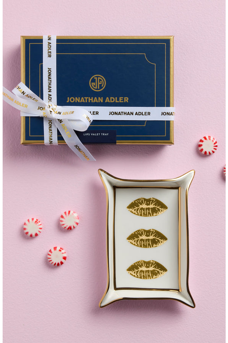 Lips Valet Tray, Alternate, color, White / Gold