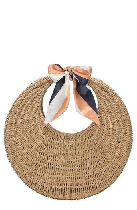 Structured Woven Straw Hobo Shoulder Bag