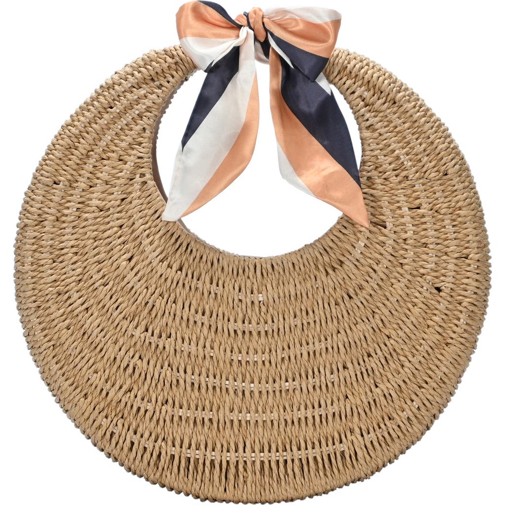 Madison West Structured Woven Straw Hobo Shoulder Bag In Camel