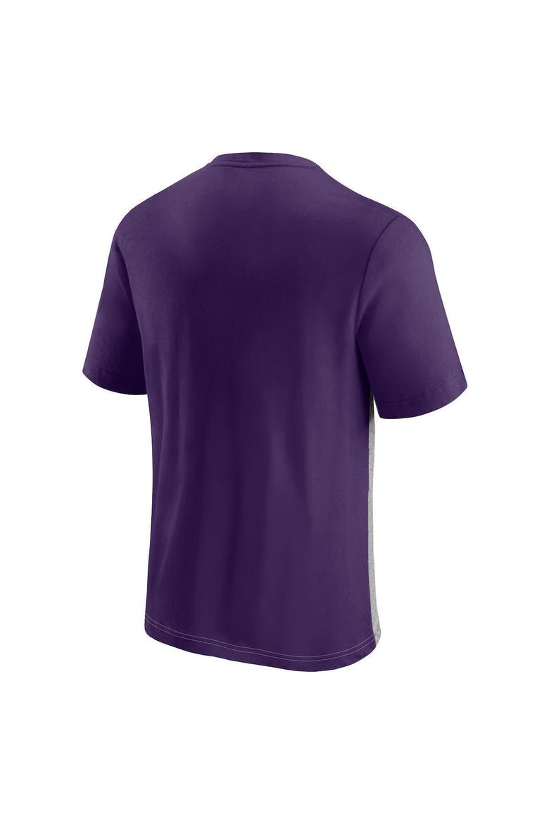 Men's Fanatics Branded Purple/Heathered Gray Baltimore Ravens Colorblock T-Shirt, Alternate, color, PURPLE