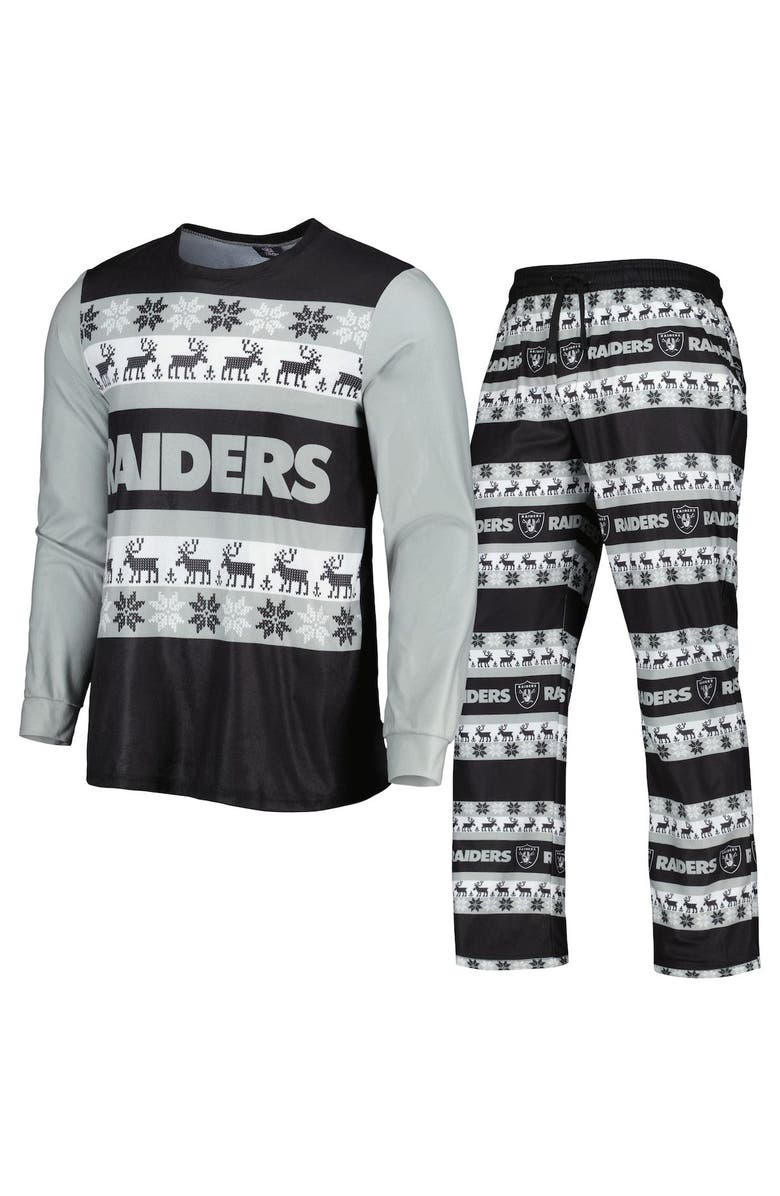 FOCO Men's FOCO Black Las Vegas Raiders Team Ugly Pajama Set, Alternate, color, 
