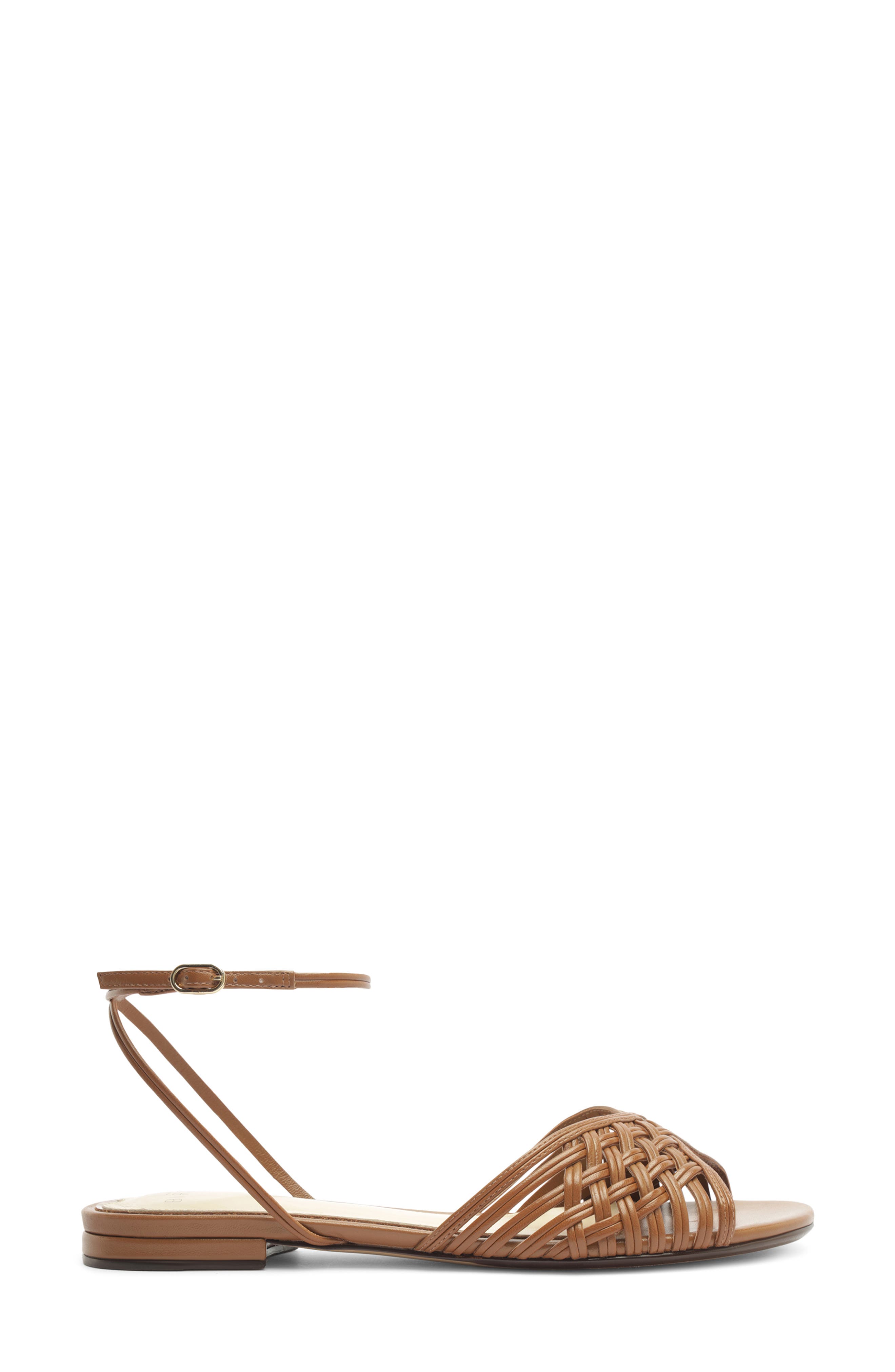 Alexandre Birman Lilian Woven Flat Ankle Strap Sandal, Alternate, color, Espresso