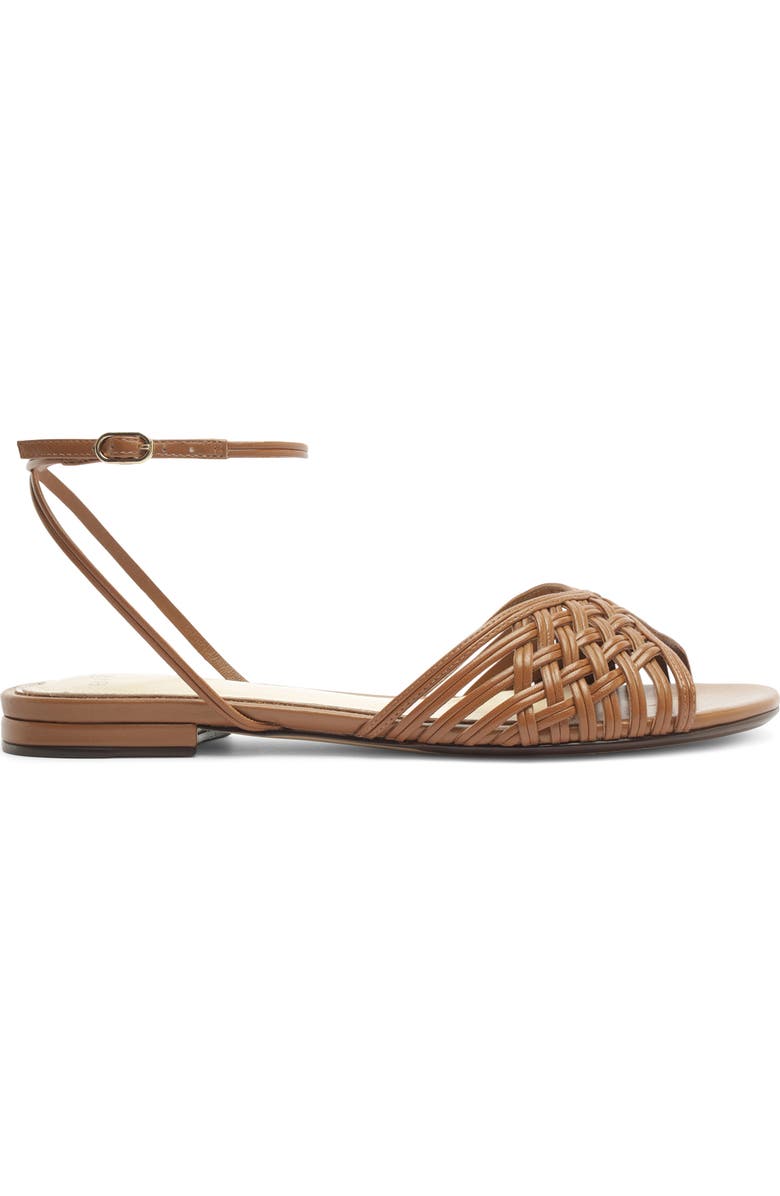 Alexandre Birman Lilian Woven Flat Ankle Strap Sandal, Alternate, color, Espresso