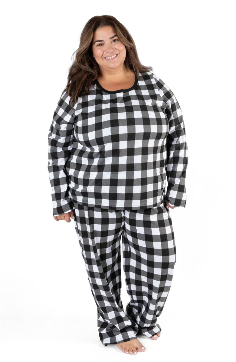 Leveret Women's Cotton Plaid Matching Family Holiday Pajamas, Alternate, color, Plaid Black & White