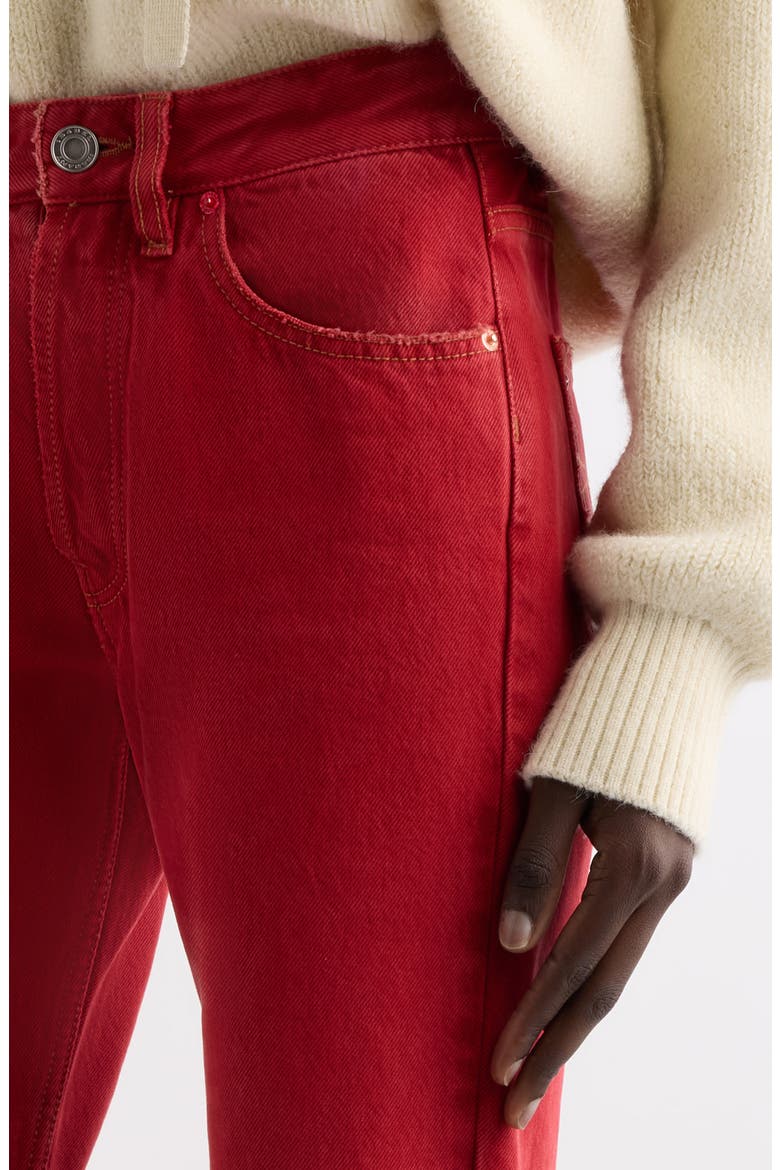 Daya Raw Hem High Waist Straight Leg Jeans, Alternate, color, RED