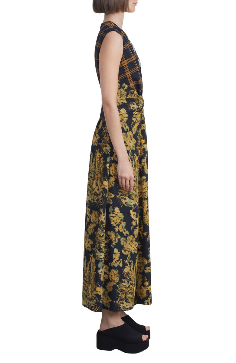 Lafayette 148 New York Mixed Print Twist Waist Sleeveless Midi Dress, Alternate, color,