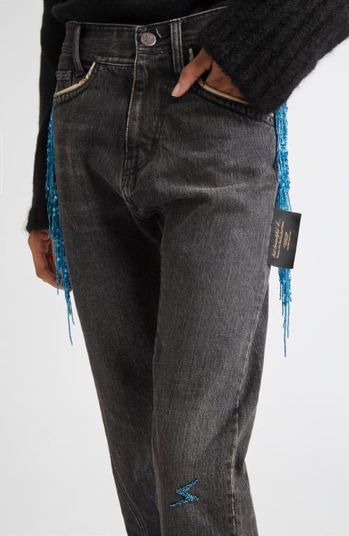 Undercover Beaded Fringe Trim Jeans In Gray