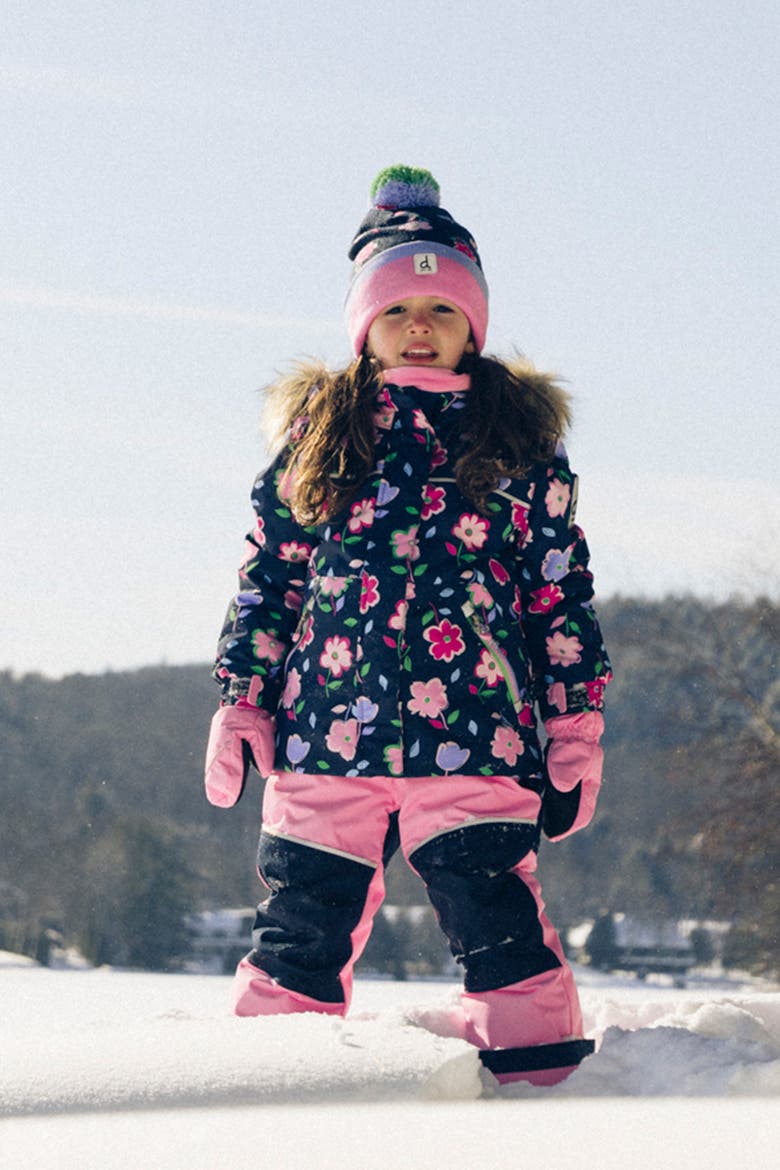 Discover Floral Faux Fur Hood Jacket & Suspender Pants Two Piece Snowsuit, Alternate, color, Blue Floral Print