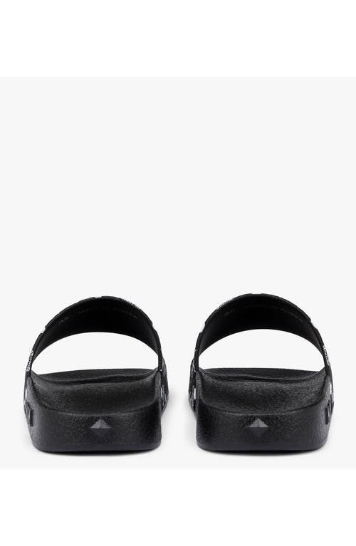 Mcm Monogram Print Rubber Slides In Black