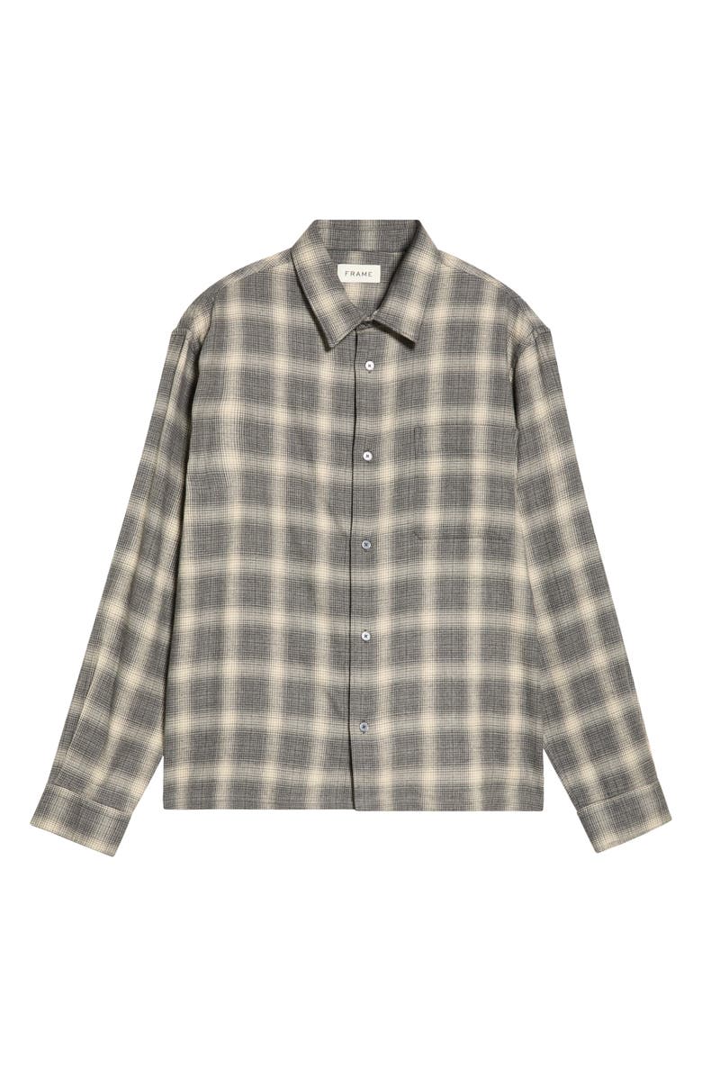 FRAME Straight Hem Plaid Button-Up Shirt, Main, color, Grey Plaid