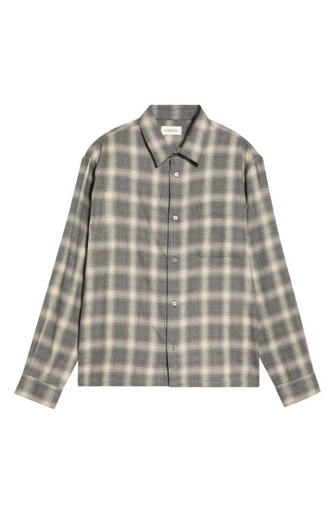 Straight Hem Plaid Button-Up Shirt