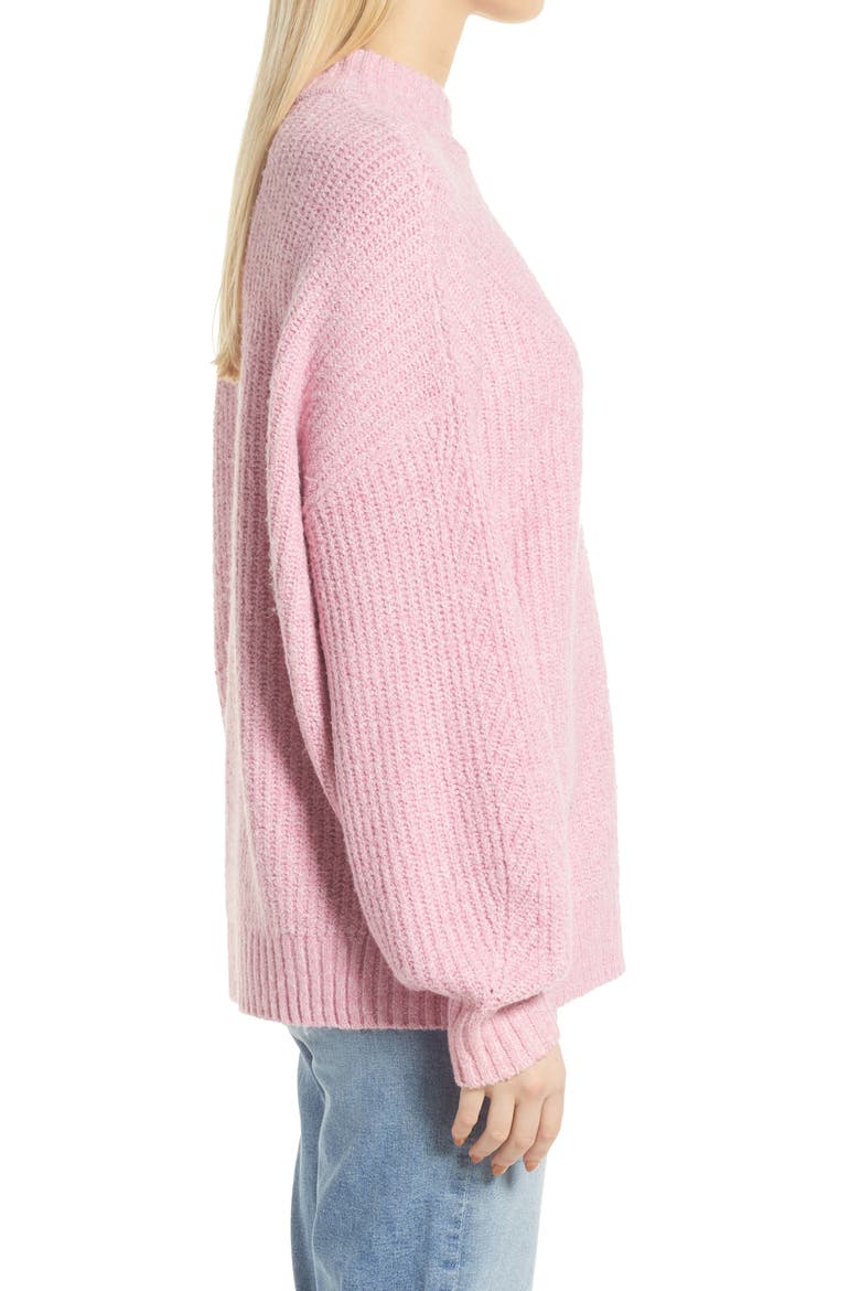 Oversize Mock Neck Sweater, Alternate, color, PINK TRILLIUM