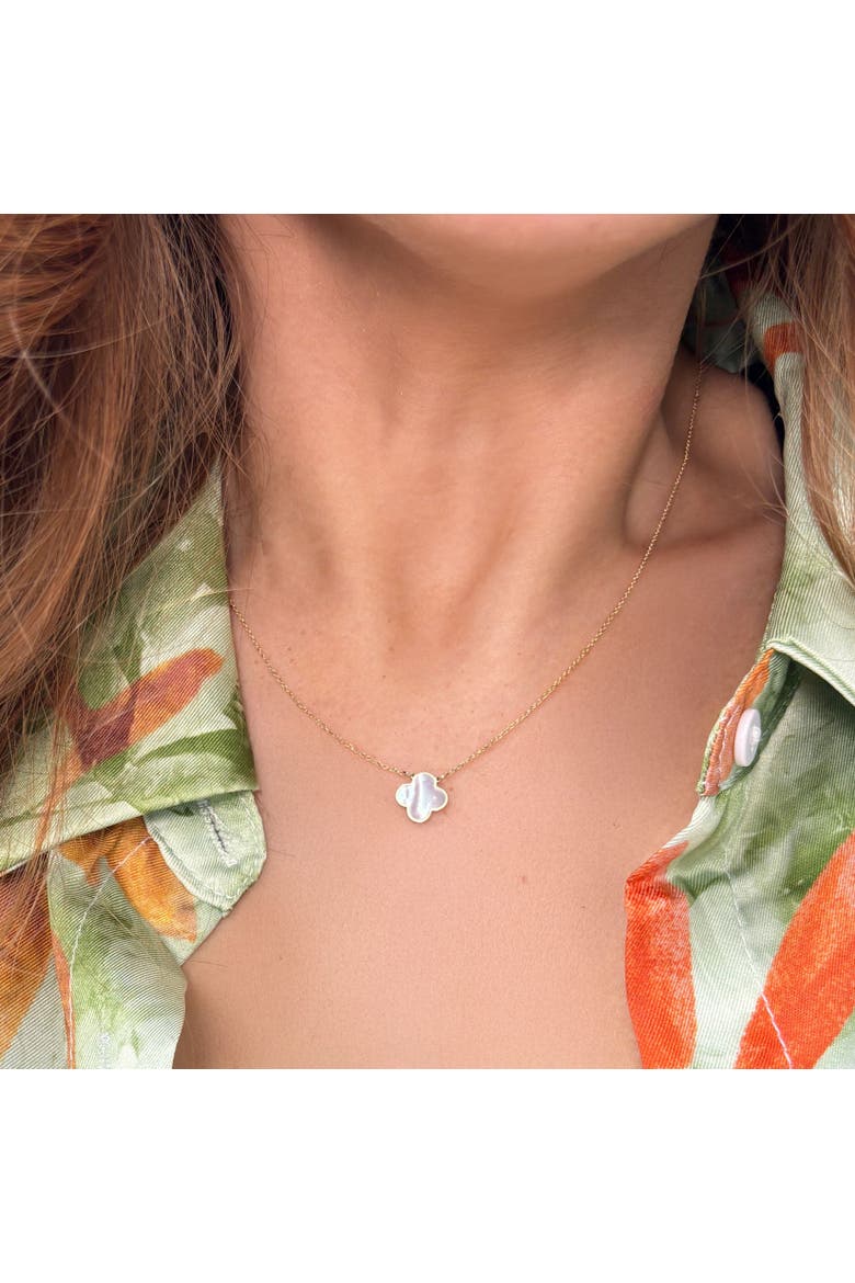 Small Mother of Pearl Single Clover Necklace, Alternate, color, Mother of Pearl