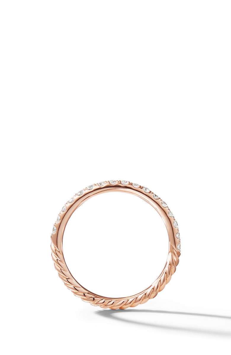 David Yurman Cable Pavé Band Ring with Diamonds, Alternate, color, Rose Gold/ Diamond