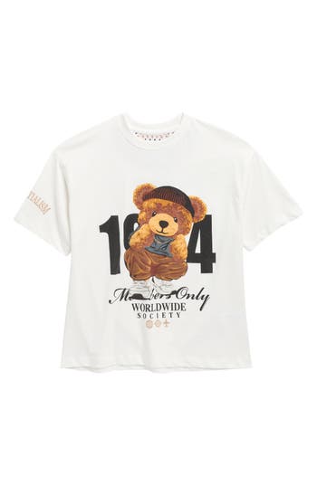 Denim And Flower Kids' Cool Bear Graphic T-shirt In White