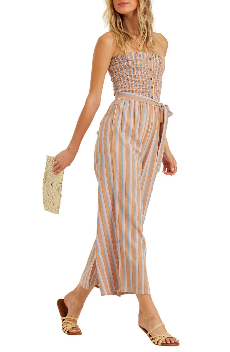Billabong Forward Feelings Strapless Wide Leg Jumpsuit, Alternate, color, 