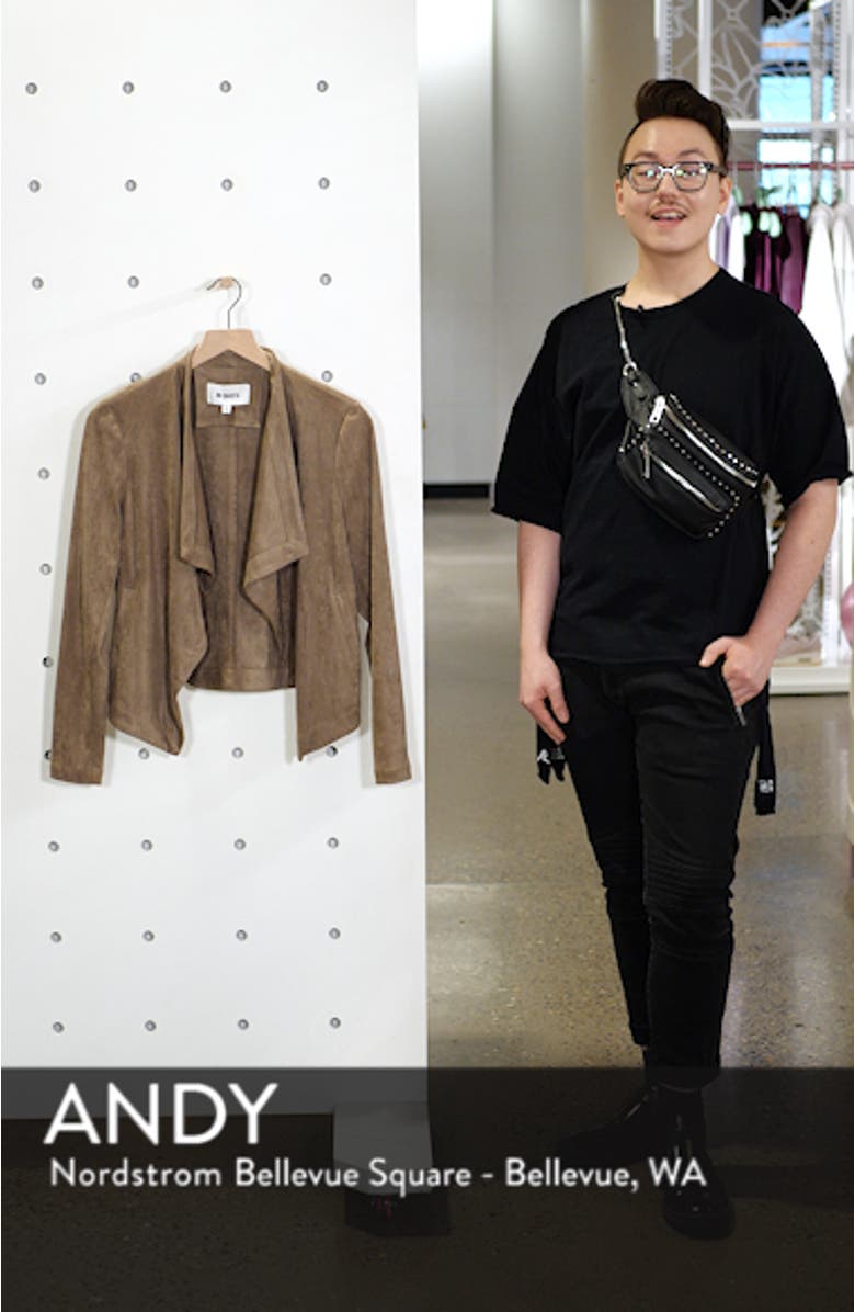 BB Dakota Nanette Faux Suede Drape Front Jacket, sales video thumbnail