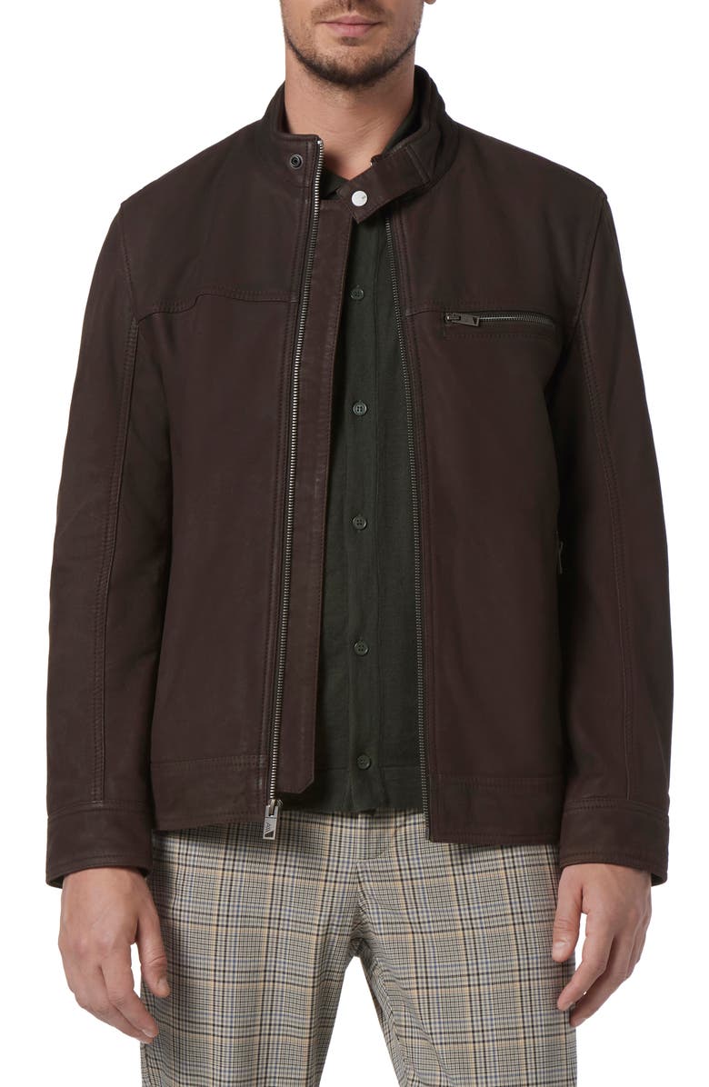 Andrew Marc Norworth Leather Jacket, Main, color, Dark Brown