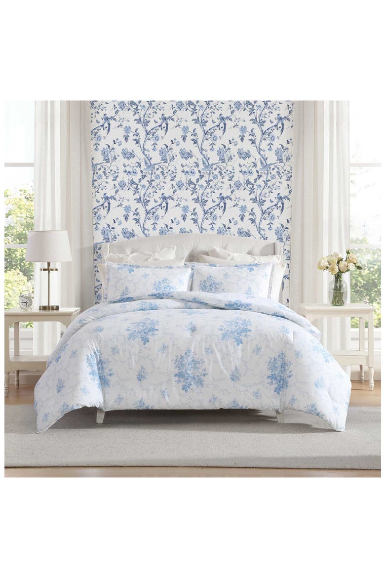 Sophia Floral Cotton Duvet Cover & Sham Set, Alternate, color, LIGHT BLUE