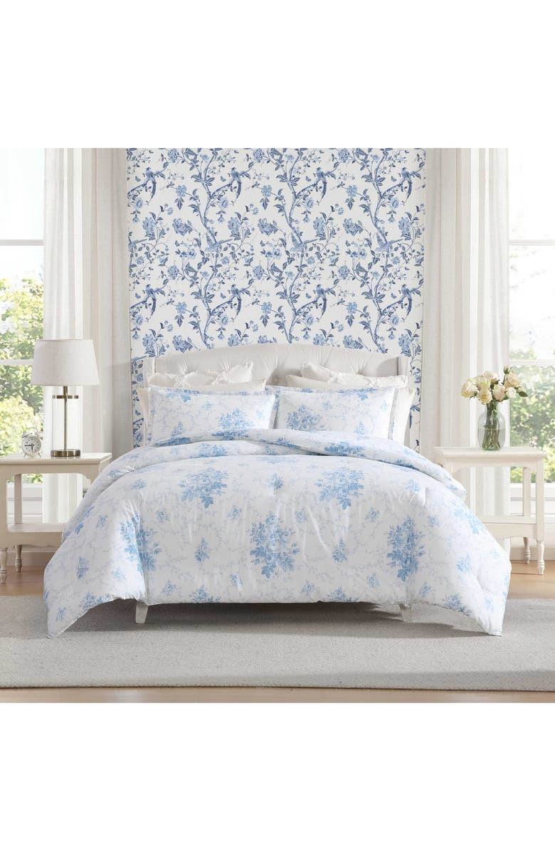 Laura Ashley Sophia Floral Cotton Duvet Cover & Sham Set, Alternate, color, Light Blue
