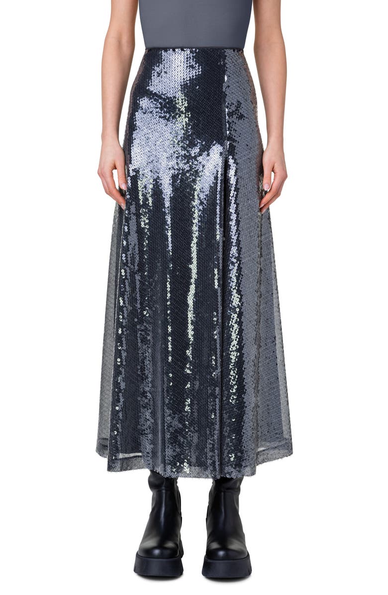 Akris Sequin A-Line Skirt, Main, color, 009 Black