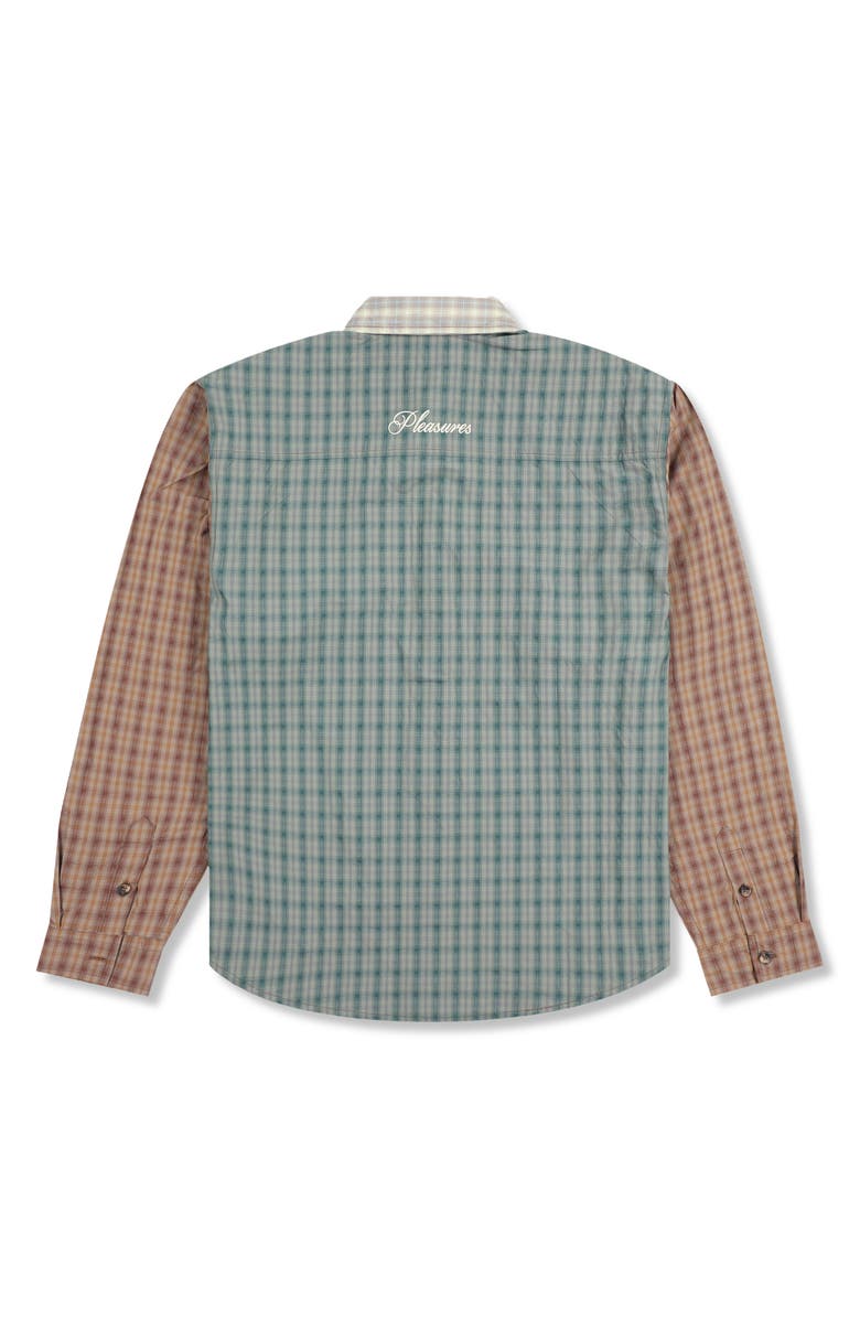 PLEASURES Dazed Mismatched Plaid Button-Up Shirt, Alternate, color, Multi