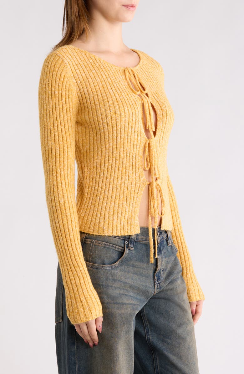 PacSun Margot Tie Front Rib Sweater, Alternate, color, Yellow