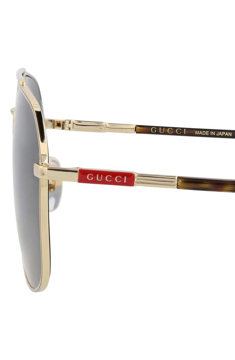 Gucci 59mm Aviator Sunglasses, Alternate, color, Gold Havana Grey